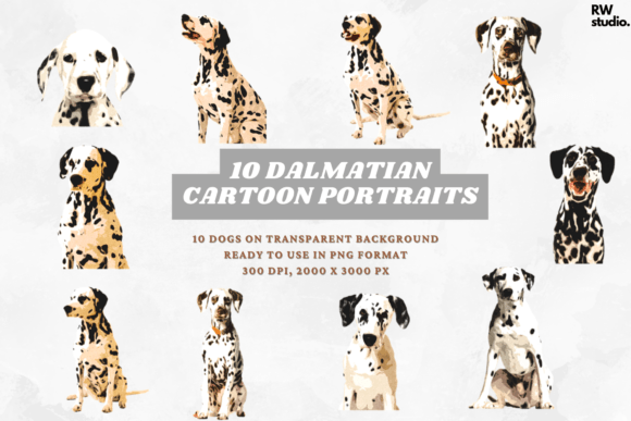 10 Dalmatian Cartoon Portraits for Creative Projects