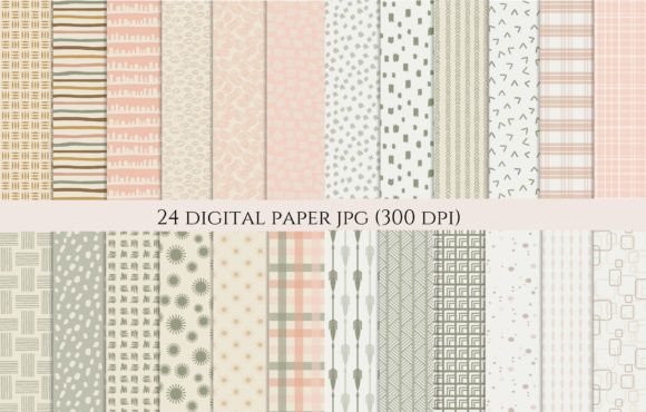 24 Line Art Digital Paper Bundle