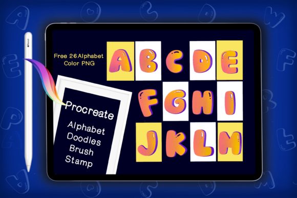 Alphabet Doodles Brushes Free PNG Color