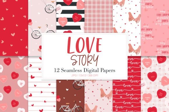 Digital Paper Pack LOVE STORY – A Versatile Resource for Creative Designers