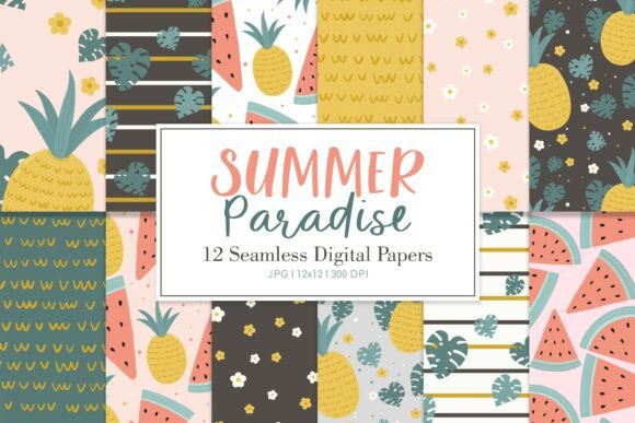 Digital Paper Pack SUMMER PARADISE: A Creative Resource for Designers and Artists