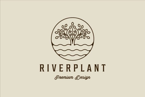 Discover the Beauty of River Plant Nature Logo Line Art Vector