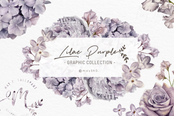 Purple Watercolor Flowers Collection