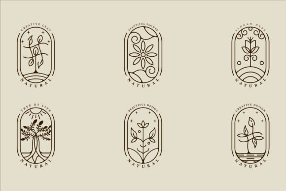 Set of Leaf Ecology Logo Line Art Simple: A Modern Design Solution for Eco-Conscious Brands