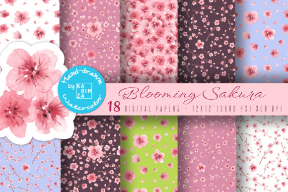 Watercolor Cherry Blossom Digital Papers: A Creative Resource for Modern Designers